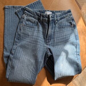 Crystal Pinstripe Wide Leg Jeans